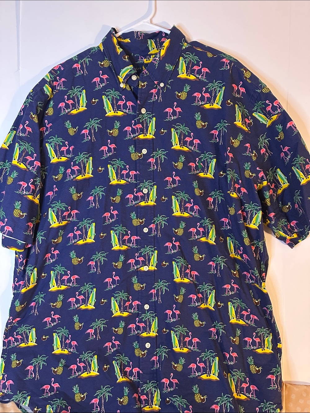 Polo by Ralph Lauren Navy Short-Sleeve Tropical Flamingo Print Shirt